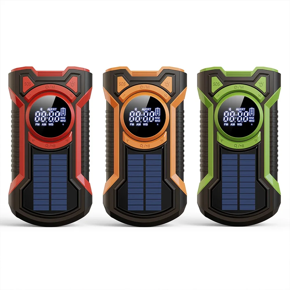 Solar Hand Crank Emergency Radio Weather FM Radio Phone Charger 5000mAh LED Flashlight SOS Alarm רדיו ופנס חירום راديو الطوارئ