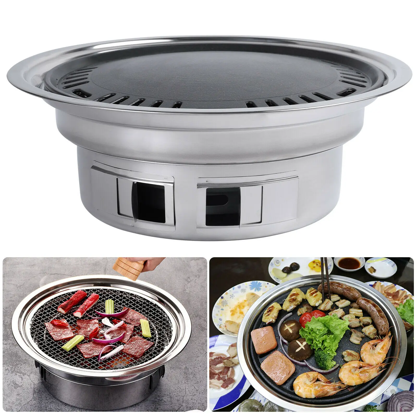 Korean Charcoal Barbecue Grill Stainless Steel Non-stick Barbecue Tray Grills Portable Charcoal Stove for Outdoor Camping bbq