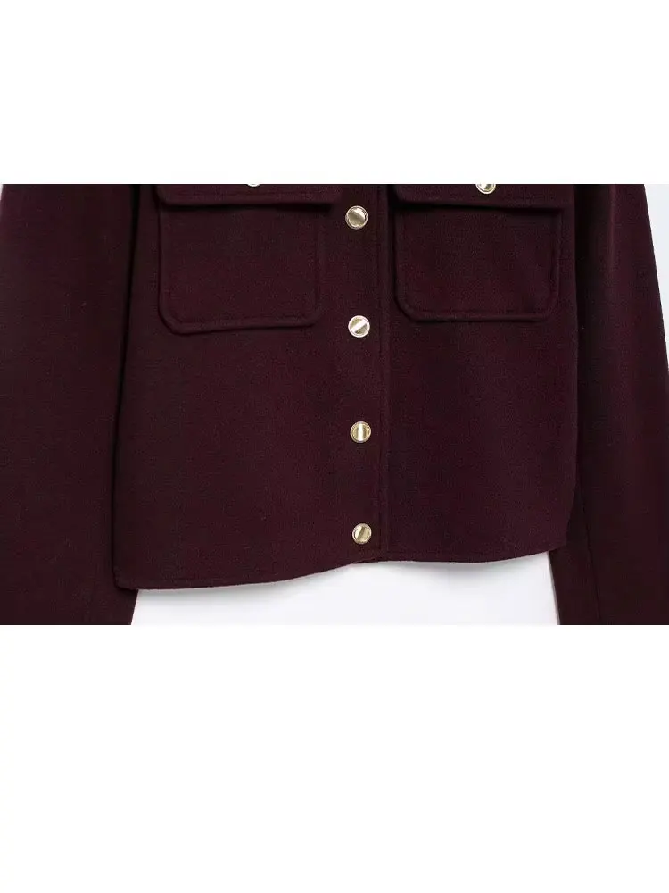 HH Female Street Fashion Jackets For 2024 Autumn Fashion Long Sleeves Lapel Single Breasted Solid With Pockets Causal Coats