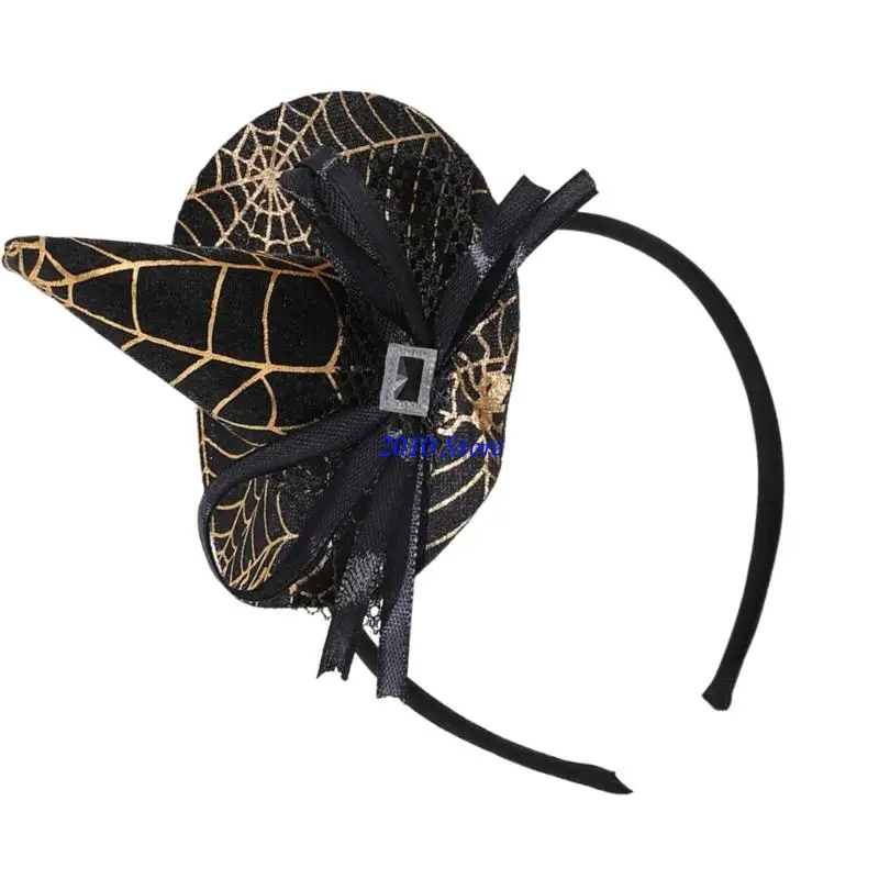 F3MF кружевная шляпа ведьмы, повязка для волос, аксессуар для укладки, обруч для волос для наряда на Хэллоуин