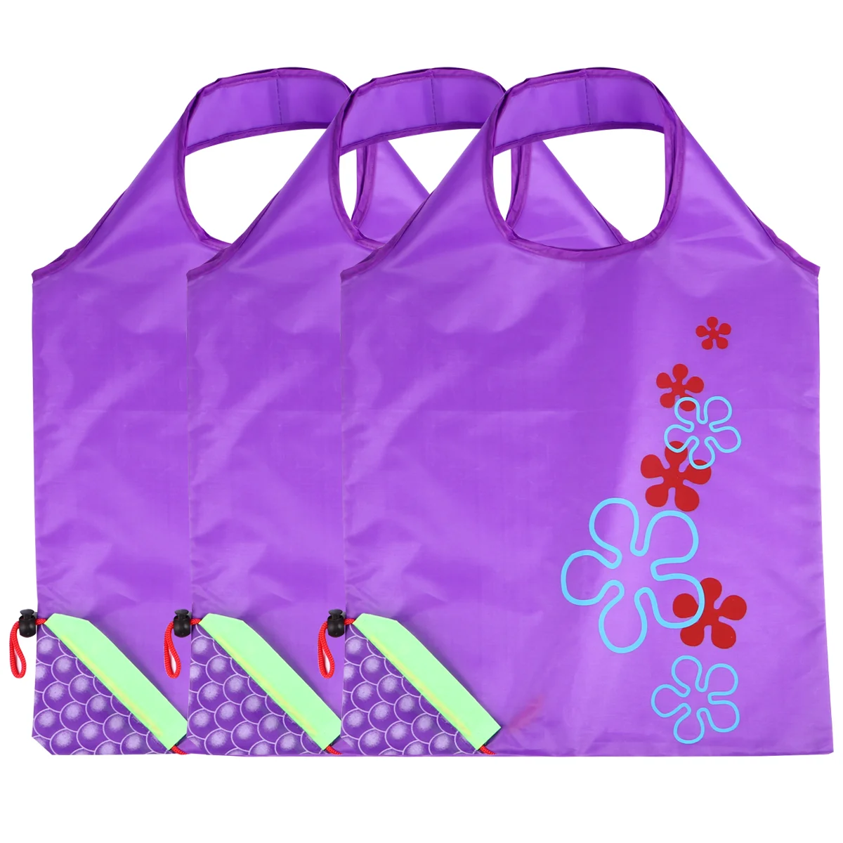 

3 Pcs Grape Shopping Bag The Tote Practical Storage Shoulder Pouch One Foldable Polyester Portable Handbags Grocery