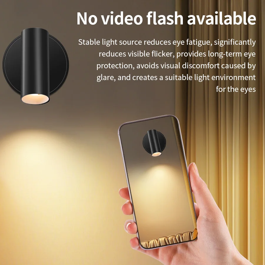 Lumière LED magnétique Rechargeable applique murale projecteur sans fil sans poinçon lampe de lecture avec interrupteur tactile lampe de chevet à intensité variable