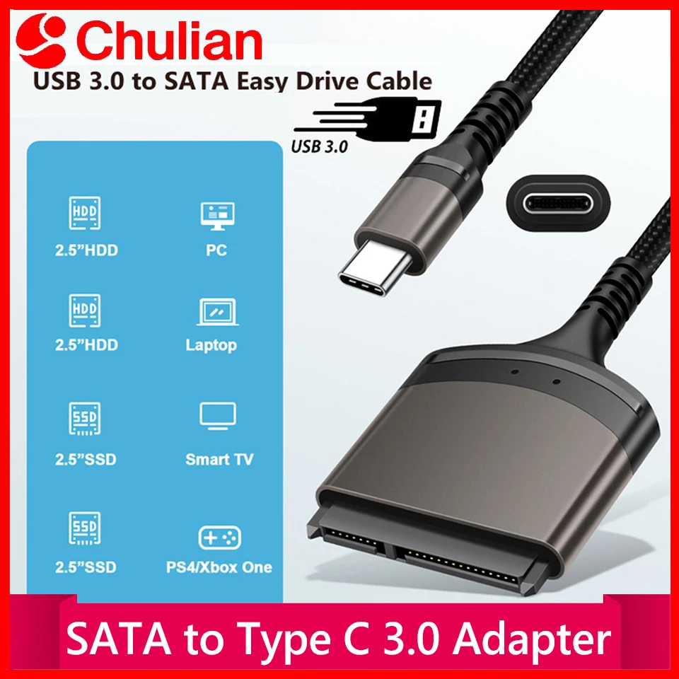 Adaptador de Cable USB 3,0/tipo C a SATA para disco duro externo SSD HDD de 2,5 pulgadas, adaptador para lector de disco duro de 22 pines, accesorio para PC