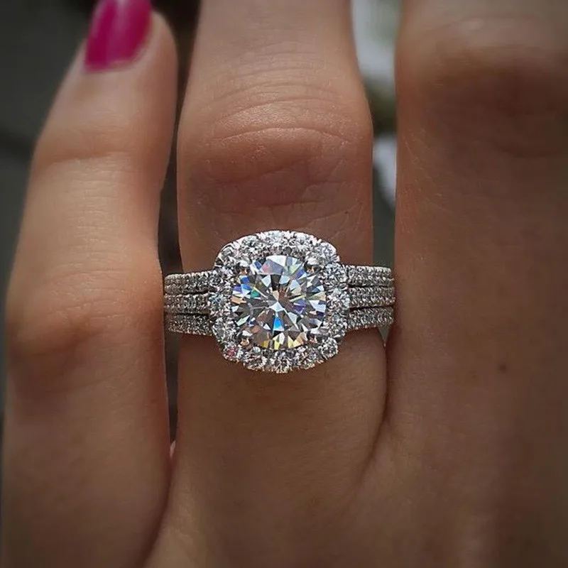925 anillos de plata esterlina para mujer AAA Cubic Zirconia anillos de compromiso de lujo joyería para fiesta y boda