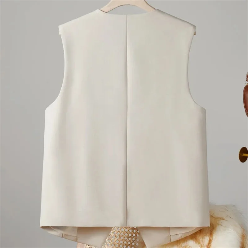 

Новинка 2023 года, женский блейзер, элитный повседневный жилет, женский утягивающий воротник, короткий костюм без рукавов на подкладке