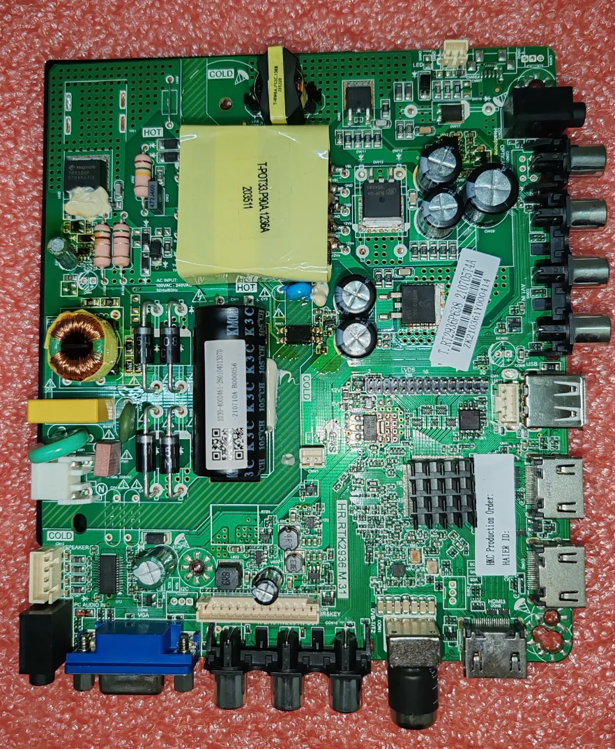 HR.RTK2936.M.31 Three in one TV motherboard, physical photo, tested well  for 61--72V  560MA
