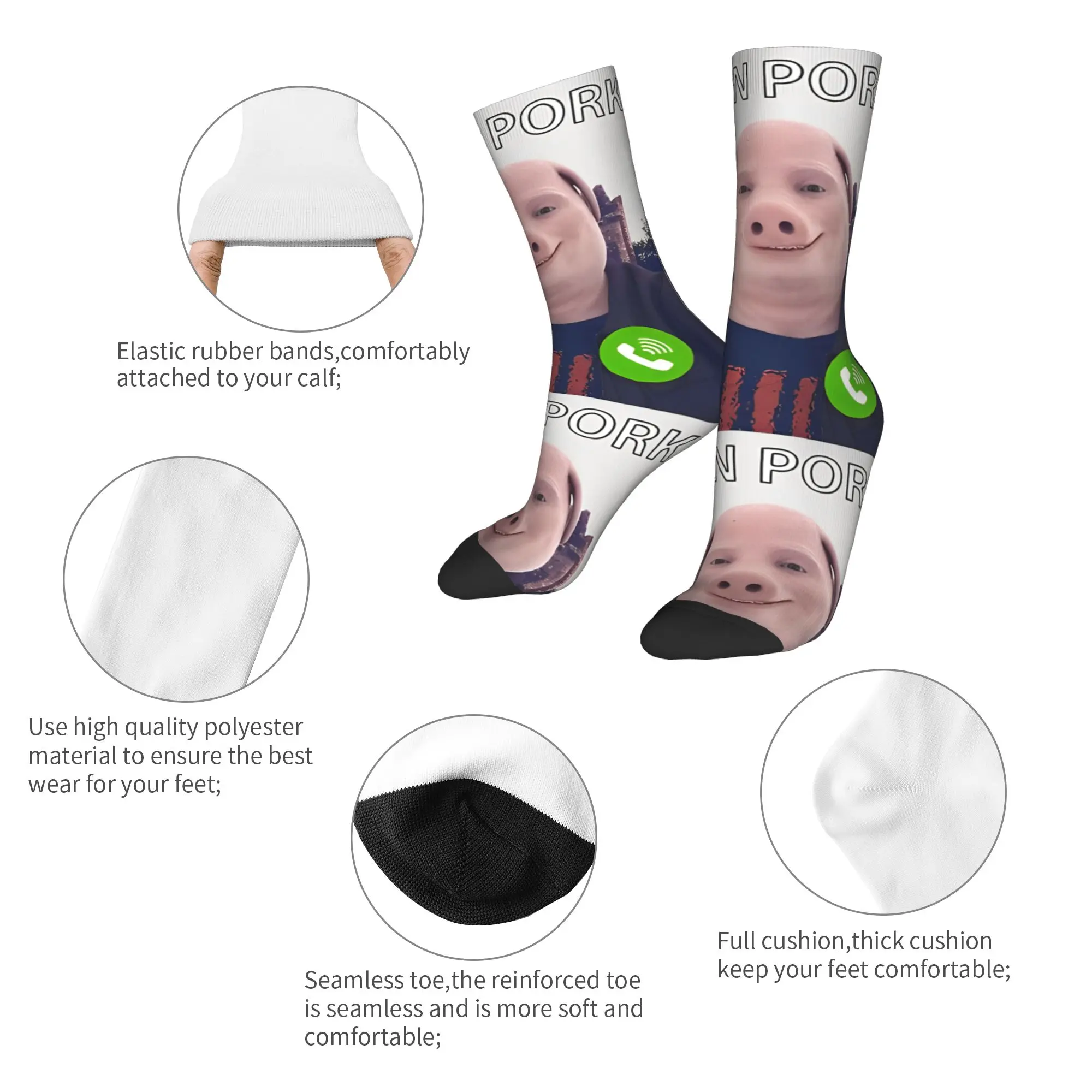 Calcetines de moda para hombre Harajuku John Pork Is Calling calcetín poliéster deporte medias de mujer Primavera Verano Otoño Invierno,