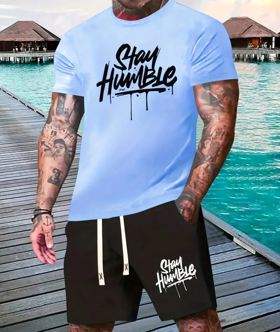 2025 صيف جديد ثلاثية الأبعاد المطبوعة الرقمية بدلة رجالية موضة قصيرة الأكمام السراويل دعوى في الهواء الطلق الشارع الرجال السراويل الرياضية الصيف يوميا c #2