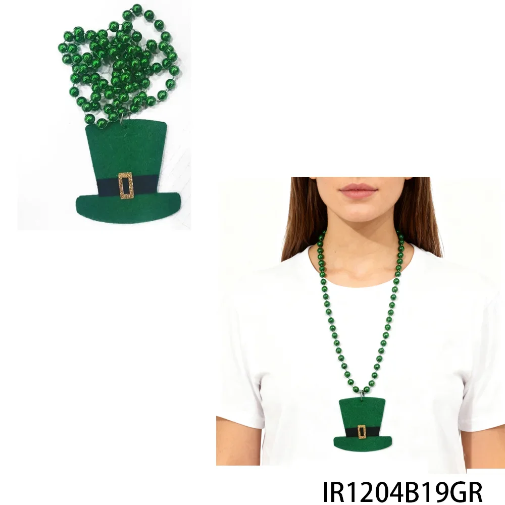 

St. Patrick's Day Green Clover Theme Necklace: Featuring a hat and clover design, it exudes a festive and joyful atmosphere