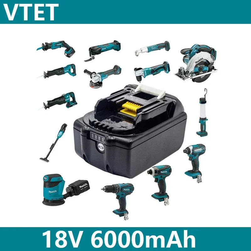 2025 18V 6000mAh Original for Makita  Rechargeable Power Tools Battery with LED Li-ion Replacement LXT BL1860B BL1860 BL1850