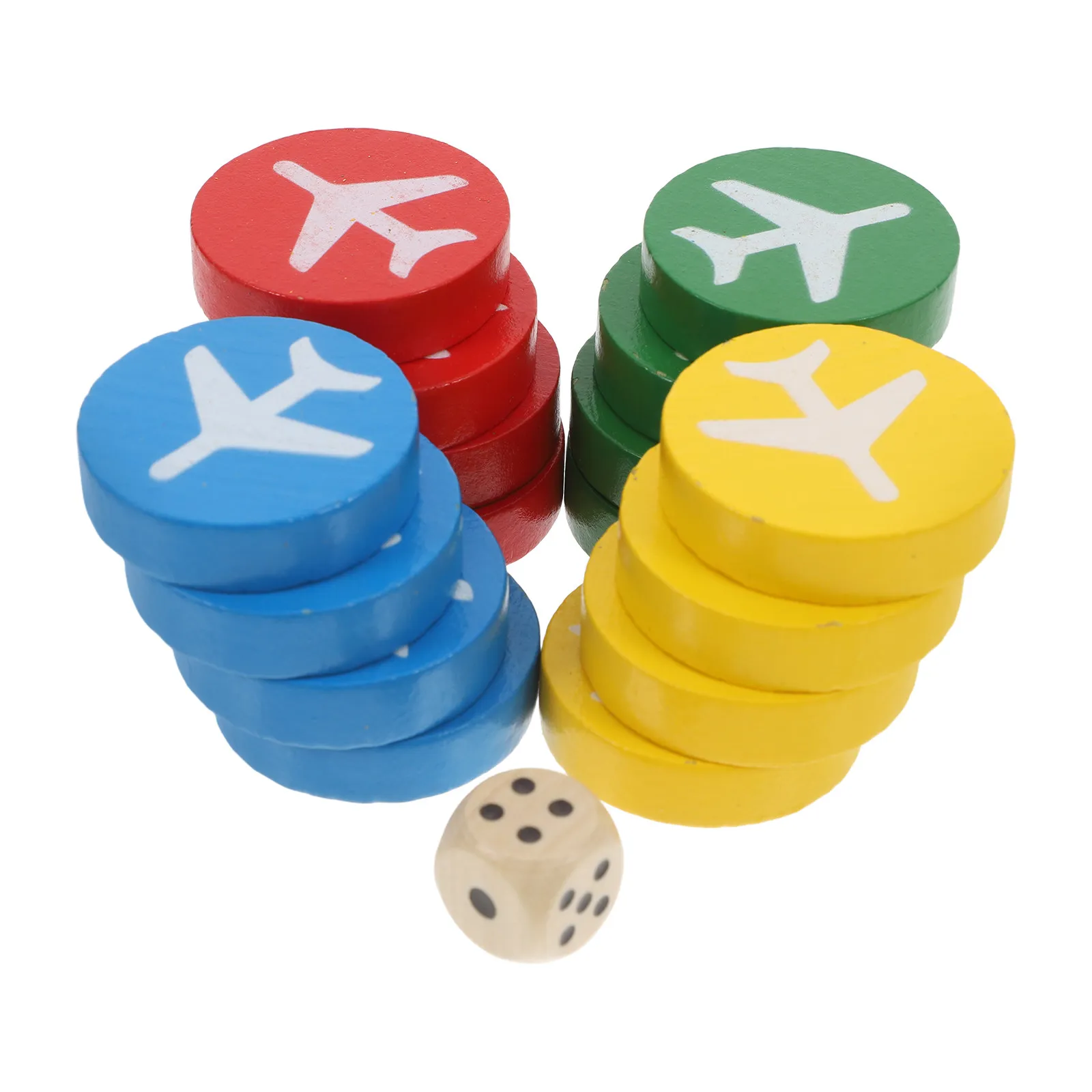 

16Pcs Intelligent Flying Chess Carpet Game Wooden Round Pieces Children Learning Board Game Parent Child Activity Rug Puzzle