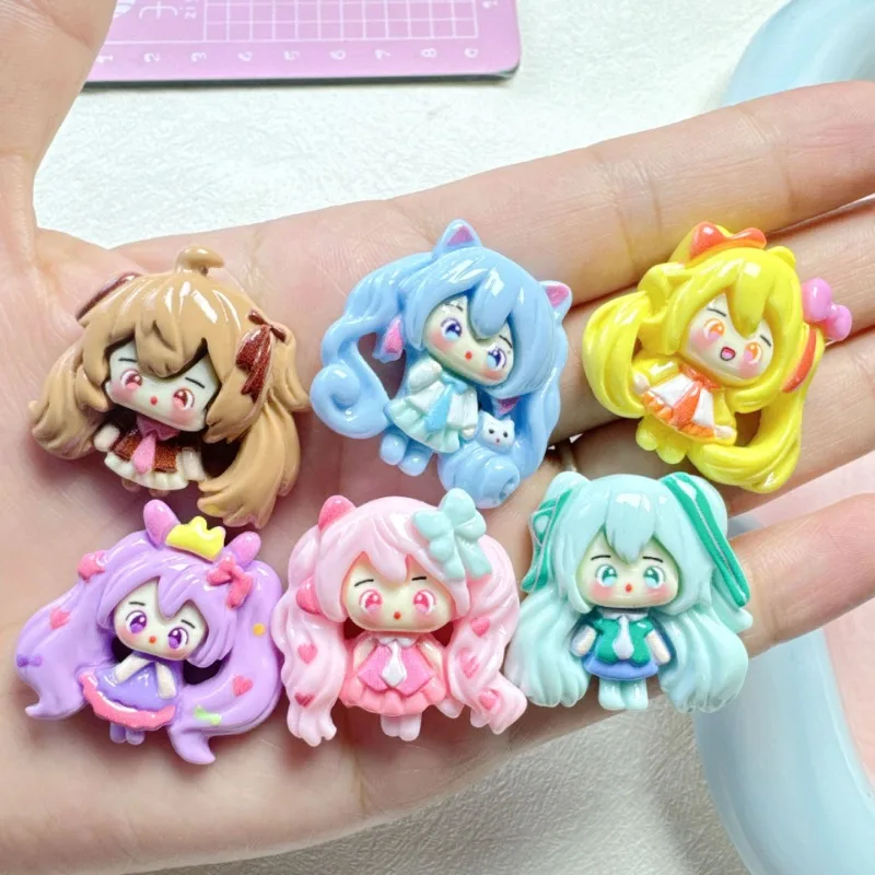 Cartoon Anime Hatsune Miku Resin Patch Handmade DIY Phone Case Keychain Cute girl Hairclip KeyChain Charms Accessories Materials