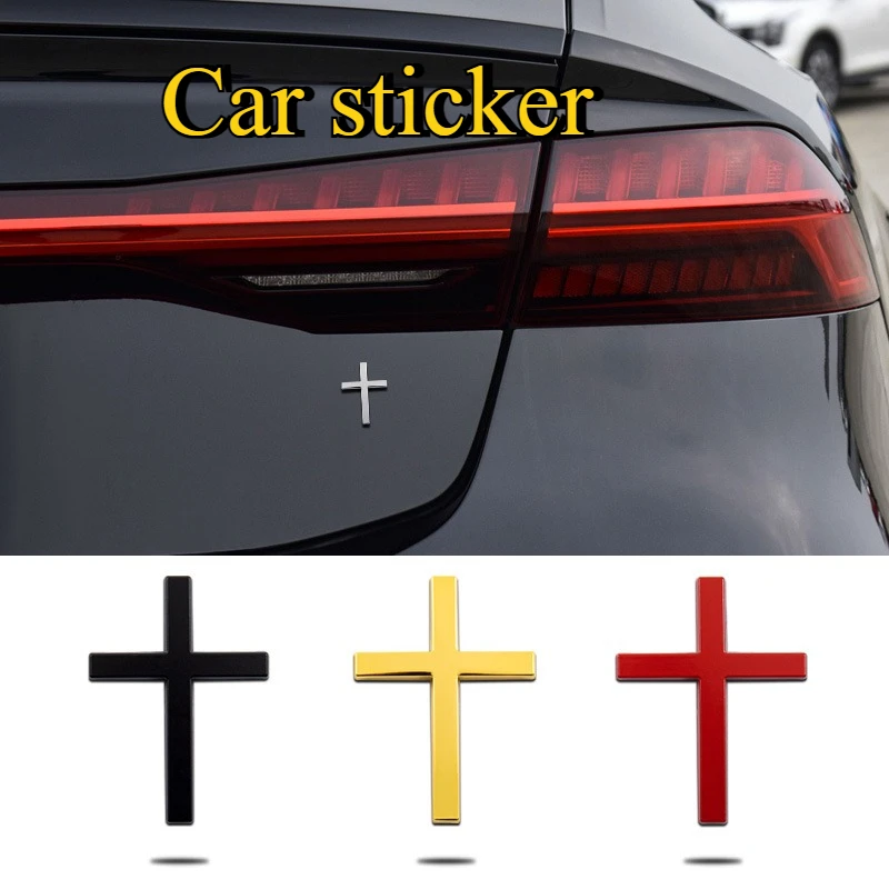1pc 3D Metal Cross Car Sticker Used for Personalized Decoration and Scratch Covering on the Rear and Sides of the Car