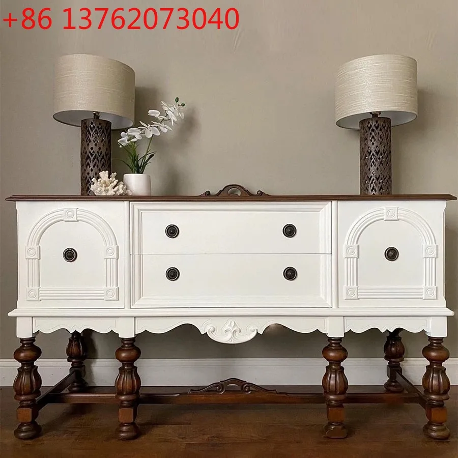 خزانة مدخل على شكل زهرة منحوتة صلبة فرنسية قديمة، خزانة تقسيم زخرفية صغيرة لغرفة المعيشة بألوان متباينة #1