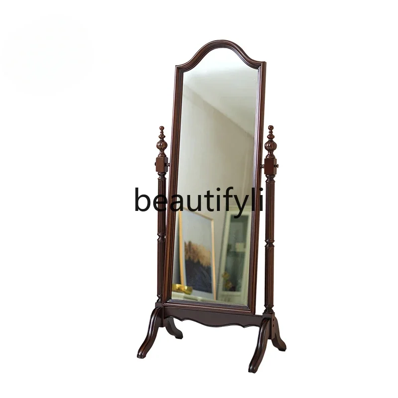 American full-length mirror solid wood classic retro full-length mirror luxury advanced