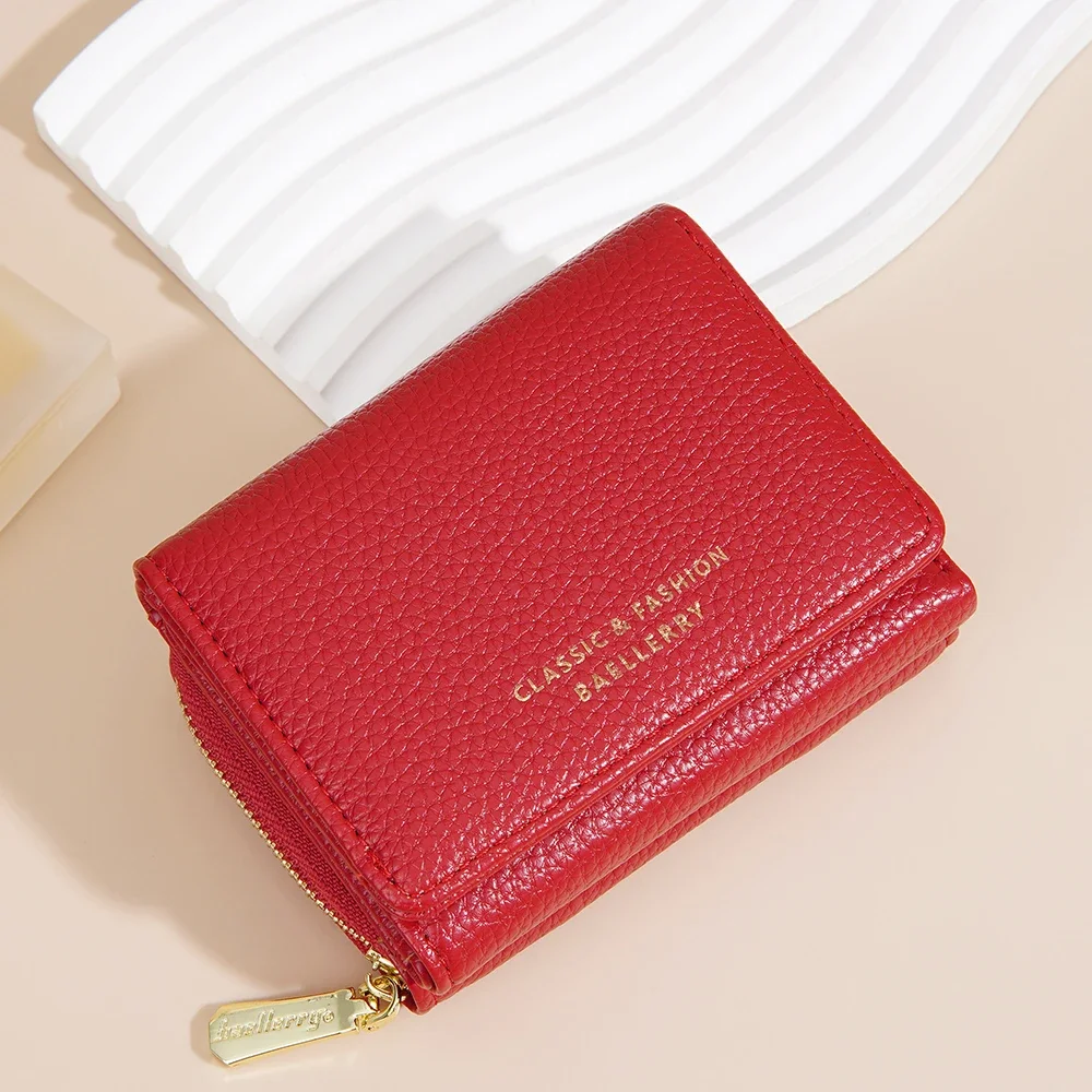 

Fashion Women's Short Wallets Leather Small Fold Card Holder Large Capacity Zipper Coin Purse Money Bags Clutch Wallet for Women