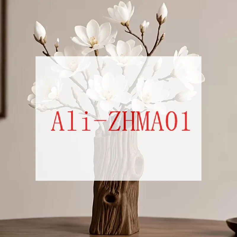 *Natural Style Tree Hole Shape Flower Vase 3D Printed Rustic Style Plant Pot Artificial Driftwood Desktop Decor Planter Tea Roo