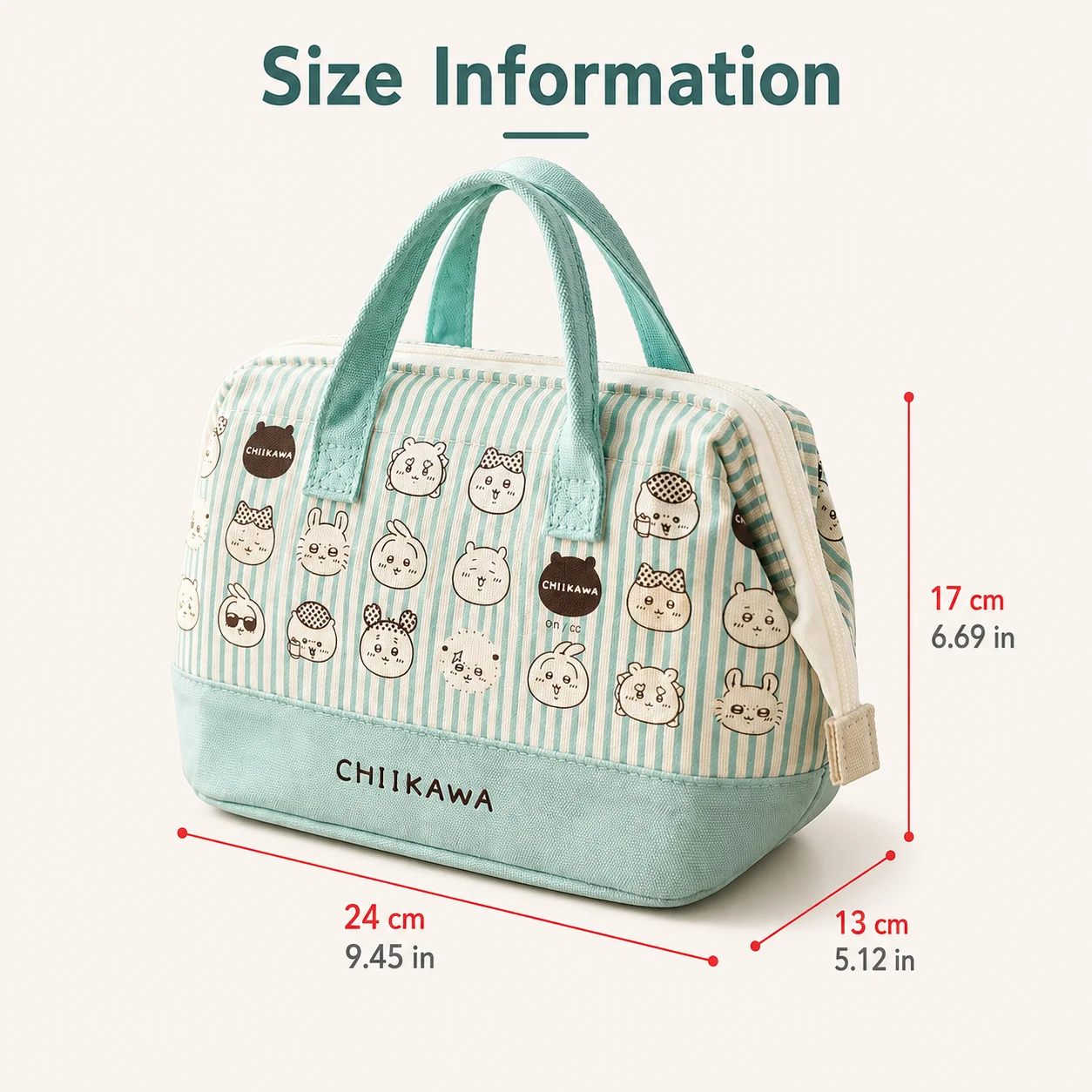Chiikawa Insulated Lunch Bag Cute Anime Portable Tote Large Capacity Cooler Bento Bag Food Storage Carrier Office Lunch Handbag - view 6