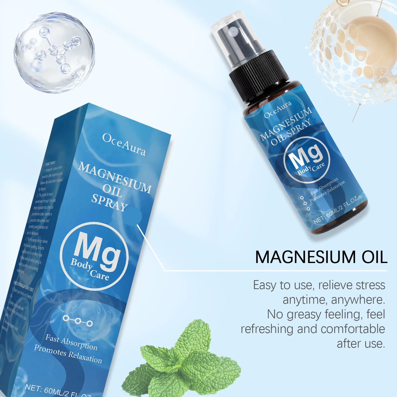 Magnesium Oil Soothing Spray, Gently Relieves Daily Body Discomfort, Nighttime Sleep Care & Skin Nourishing Mist view 5