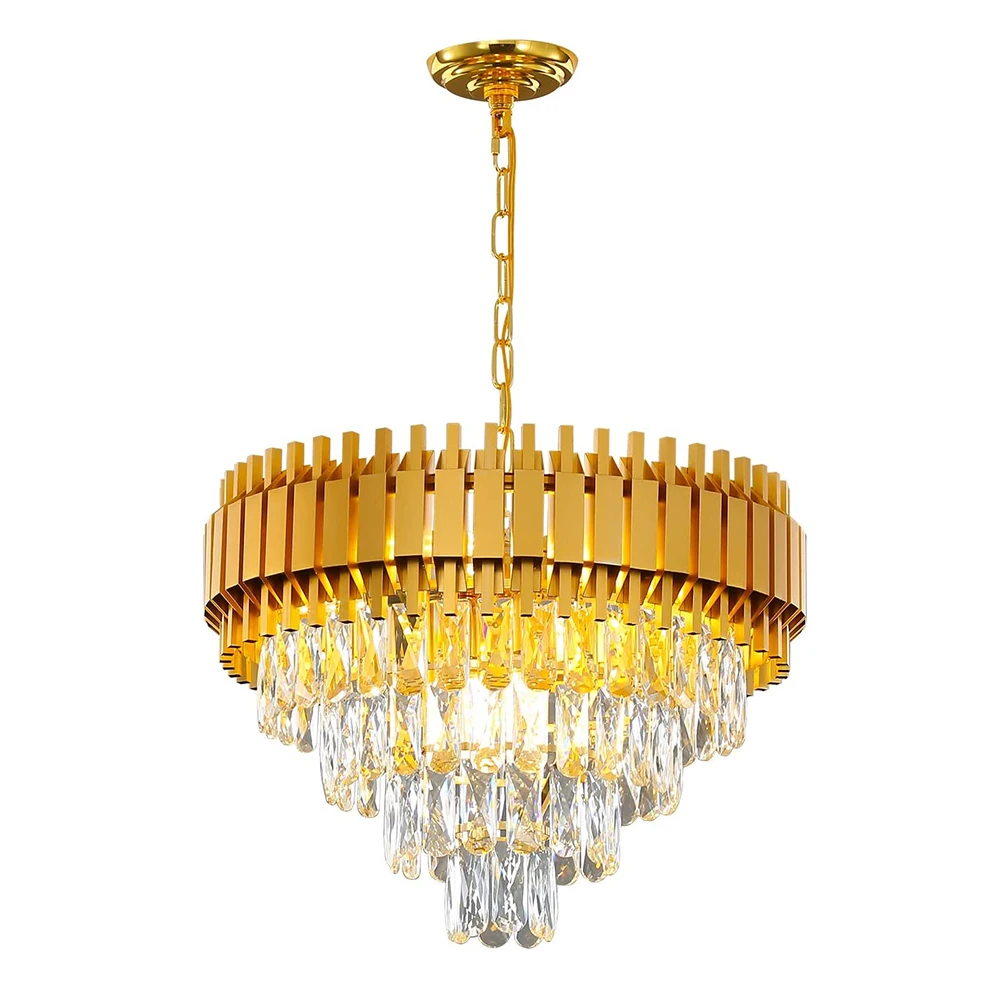 

Gold Modern Crystal Chandelier for Dining Room Living Room Ceiling Hanging Pendant Light Fixture Raindrop Luxury Flush Mount