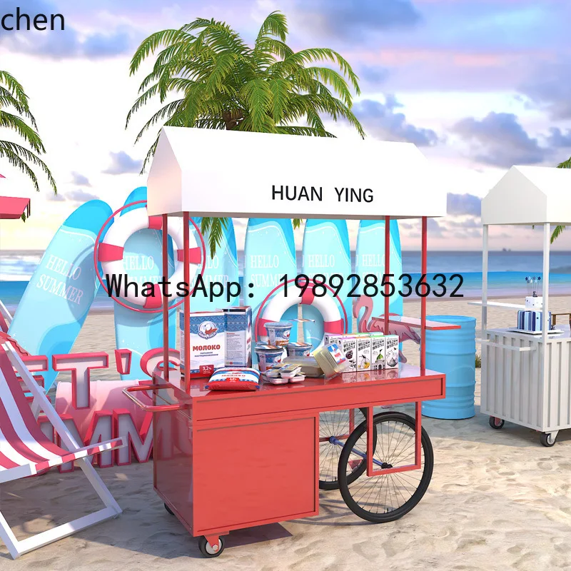 YFY Commercial Street Market Mobile Snack  Promotion Cart Night Market Stall Cart Flower Cart Iron Art Small Push