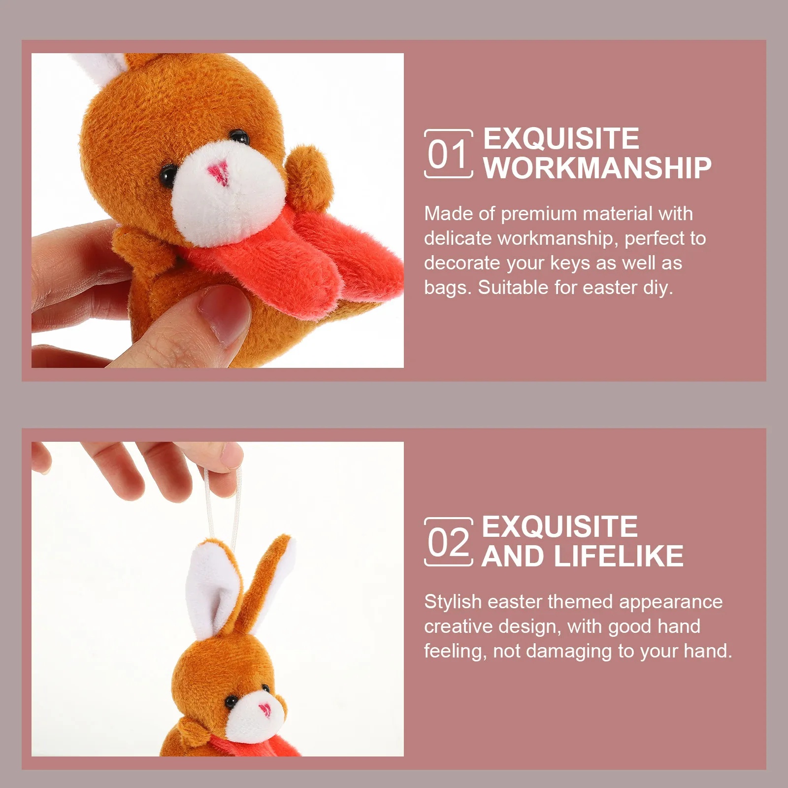 

6Pcs Easter DIY Bunny Pendant Soft Stuffed Rabbit Keychains Cute Backpack Decoration Adorable Hanging Bag Pendant Xmas Gift