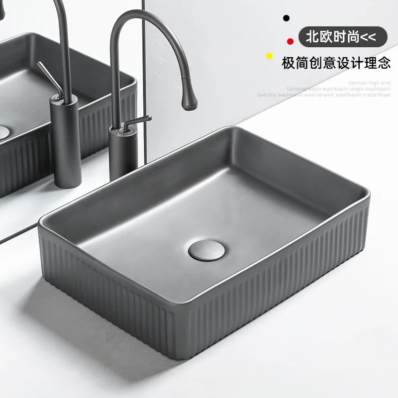 

Hotel wash basin bathroom basin metal gun gray black countertop basin B & B ceramic rectangular