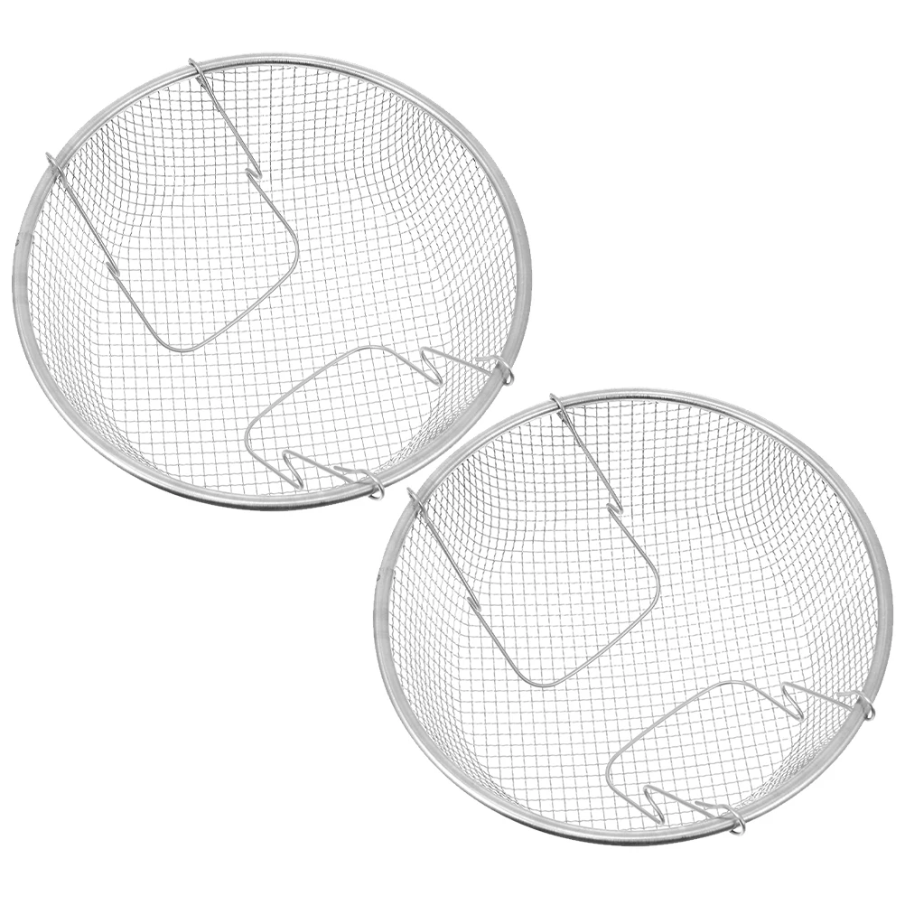 

2Pcs Stainless Steel Frying Basket Kitchen Strainer Food Fried Holder Chicken Chips Vegetables Meat Outdoor Camping