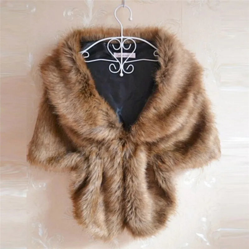 Hot New Women Plush Faux Fur Bridal Wedding Jacket Wrap Shrug Shawl Cape Jaqueta Feminina Inverno Coats