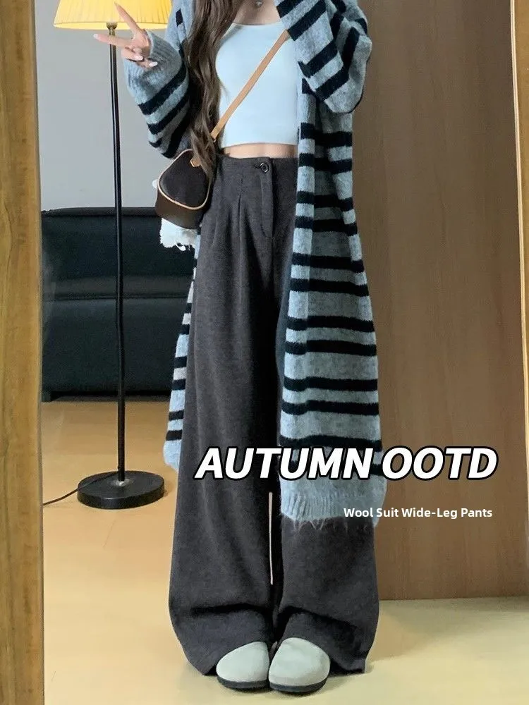 

Шерстяные брюки для женщин: весенне-осенние, с высокой талией, облегающие, мягкие, широкие, прямые, повседневные