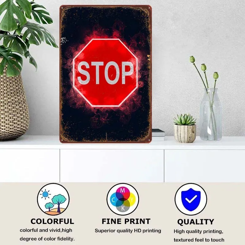 Stop Sign Smoke House Decor Vintage Tin Plates Metal Poster Backyard & Garden Decorations Decoration Wall Gaming Room Decoration