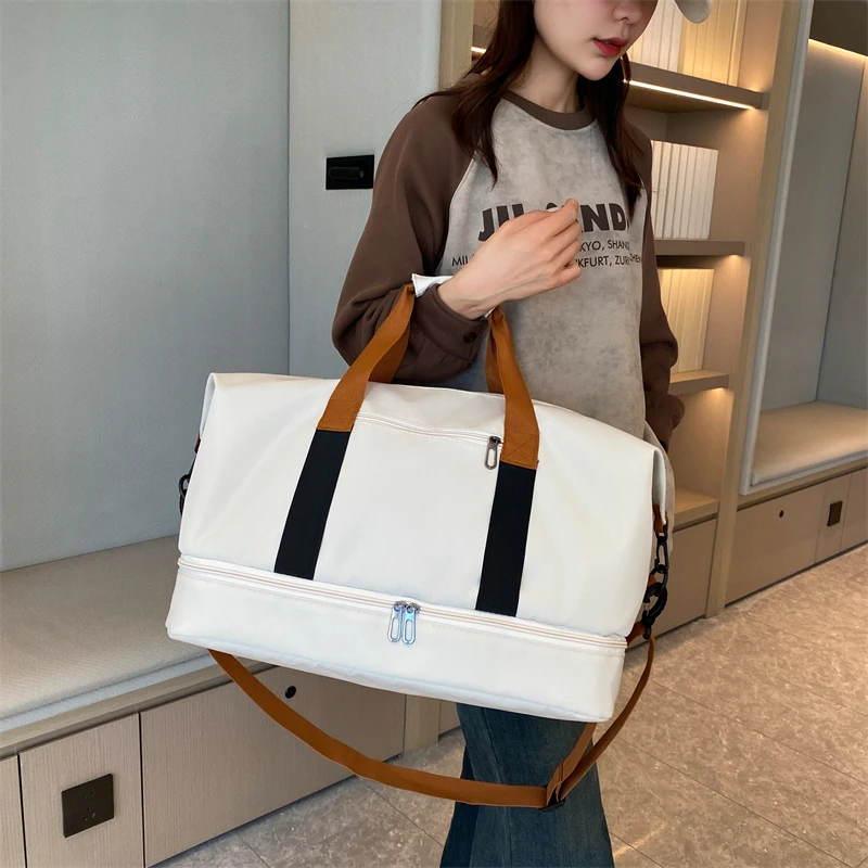 

New Fashion Women Travel Sports Oxford Cloth Portable Shoulder Bags Girls Gym Multifunction Satchel Handbag With Big Pockets