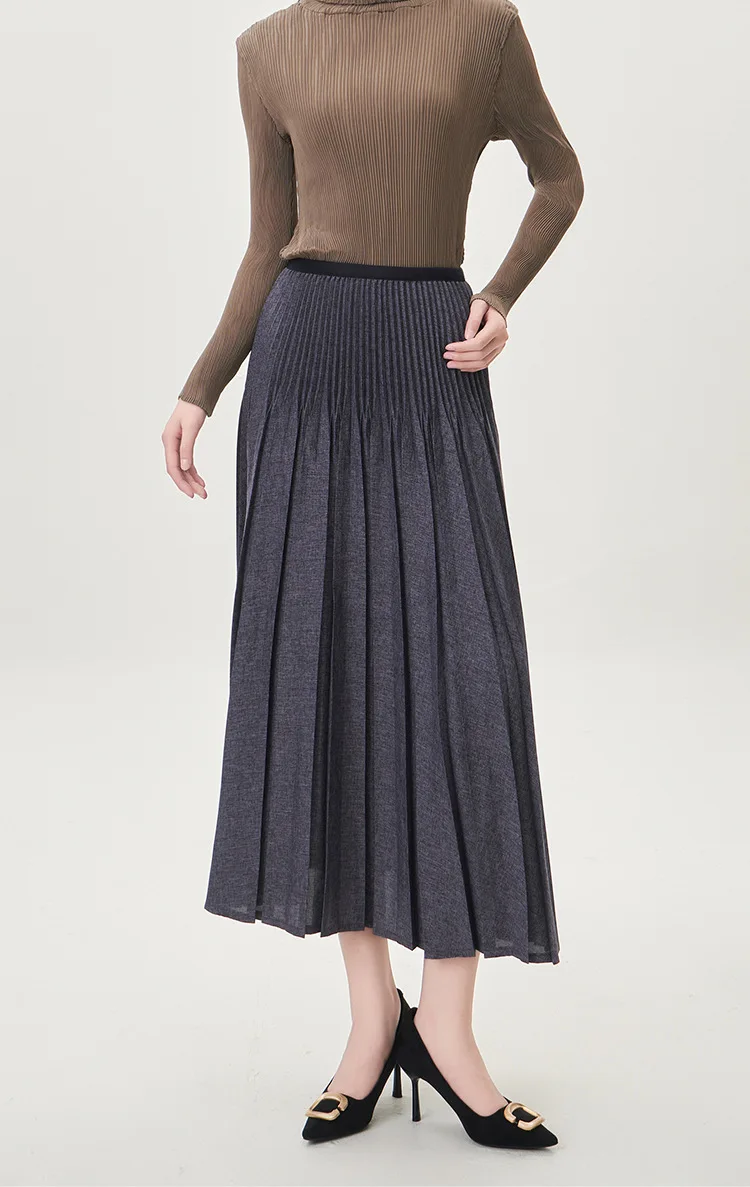 Nieuwe Herfst Winter Verdikte Elastische Taille Los Ontwerp Halflange Veelzijdige Driekwart Rok Halve Lengte A-lijn Rok