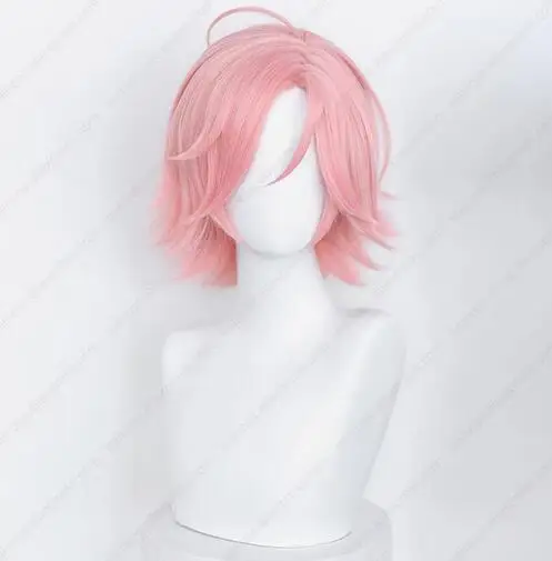 Kohaku Oukawa Cosplay Wig 35cm Pink Short Hair Heat Resistant Synthetic Wig Simulated Scalp Wigs