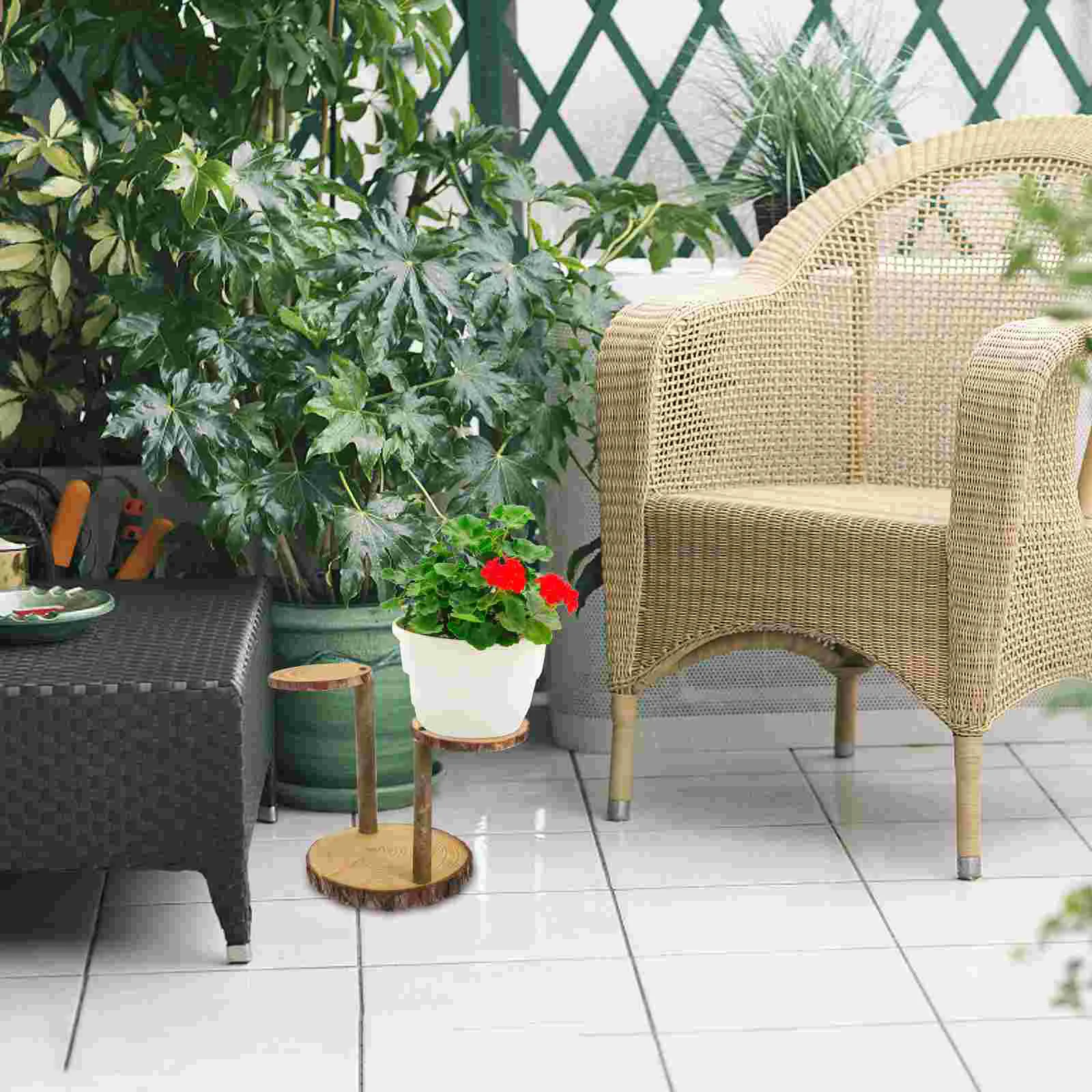

Solid Wood Storage Rack Simple Shape Flowerpot Wooden Planter Holder Gardening Cake Gift for and Lovers Outdoor Display