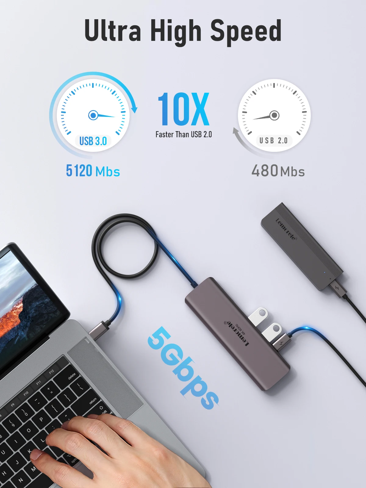 Lemorele 7in1 USB HUB محطة الإرساء USB c Hub HDMI 4K 60Hz USB 3.0 محول PD100W تهمة لماك بوك برو ملحقات الكمبيوتر المحمول