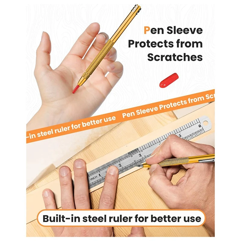 4 Pack Scriber with Magnet, Metal Scribe, with Extra 24 Replacement Marking Tip and Steel Ruler [33A HPro]