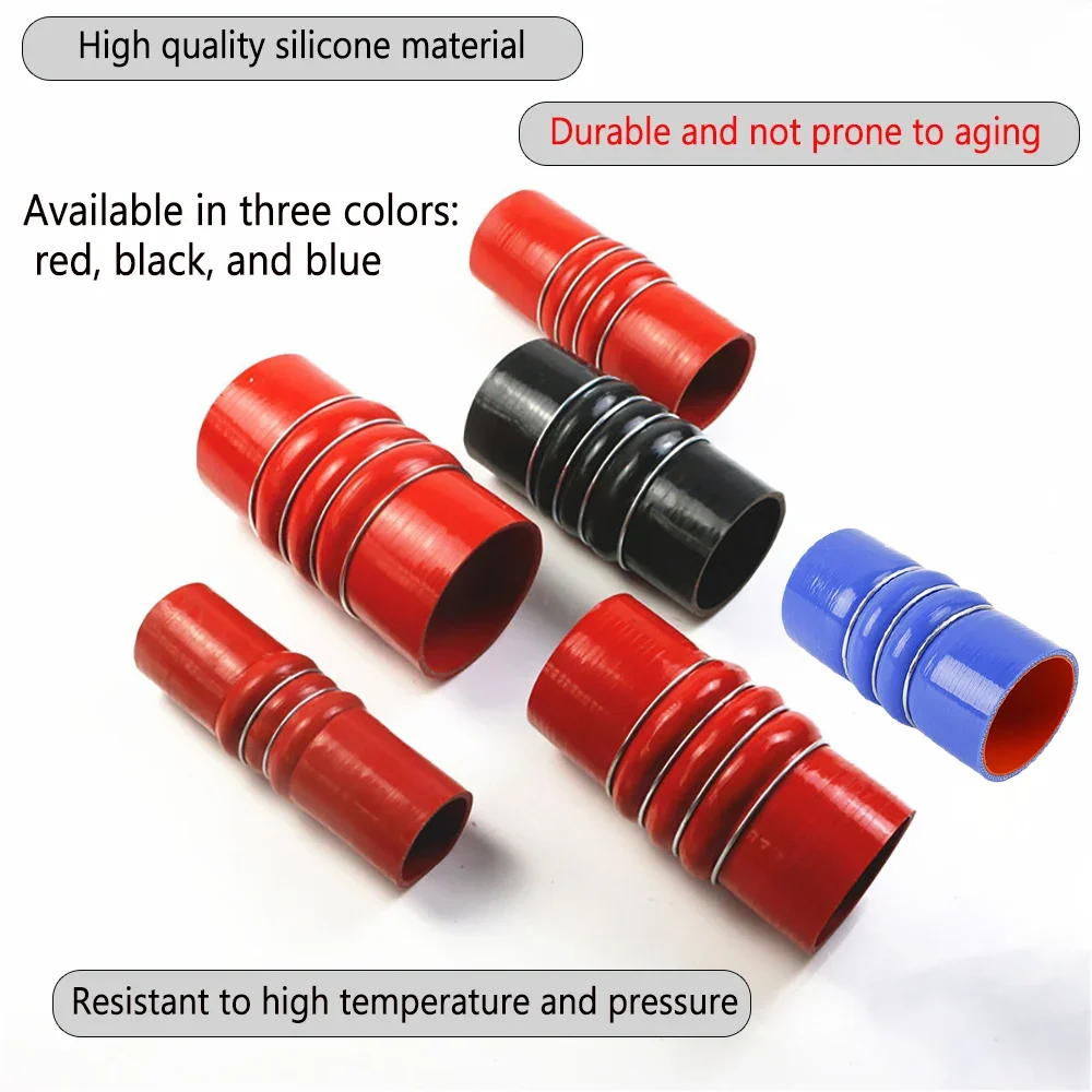 ID45-110mm Three Color Selectable Cooler Camel Hump Steel Ring Silicone Tube Corrugated Silicone Tube Intake Hose Exhaust Engine