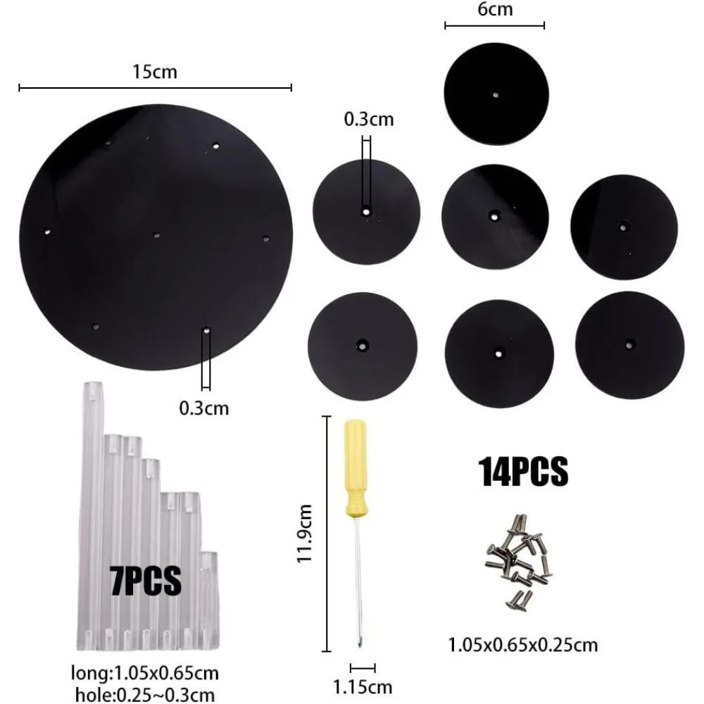 7-Tier Round Acrylic Display Stand Round Risers Figure Stand Collectibles Organizer Holder Black Layered Display Stands