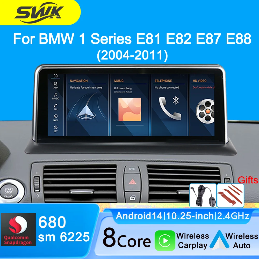 10.25 ''Android14 لسيارات BMW 1 Series E81 E82 E87 E88 2004-2011 مشغل وسائط متعددة للسيارة لاسلكي Carplay/واي فاي 4G راديو السيارة الذكي #1