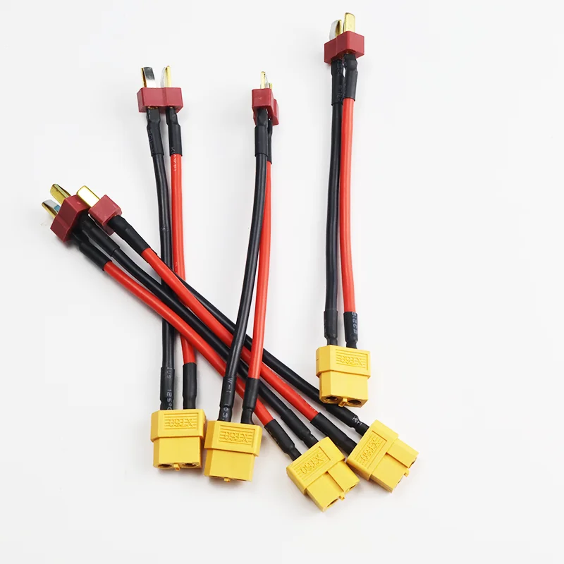 5pcs Adapter XT60 To T Deans Plug Male/Female Connectors Connect Cable 14AWG 100mm for RC Lipo Battery Charger Parts DIY Expand