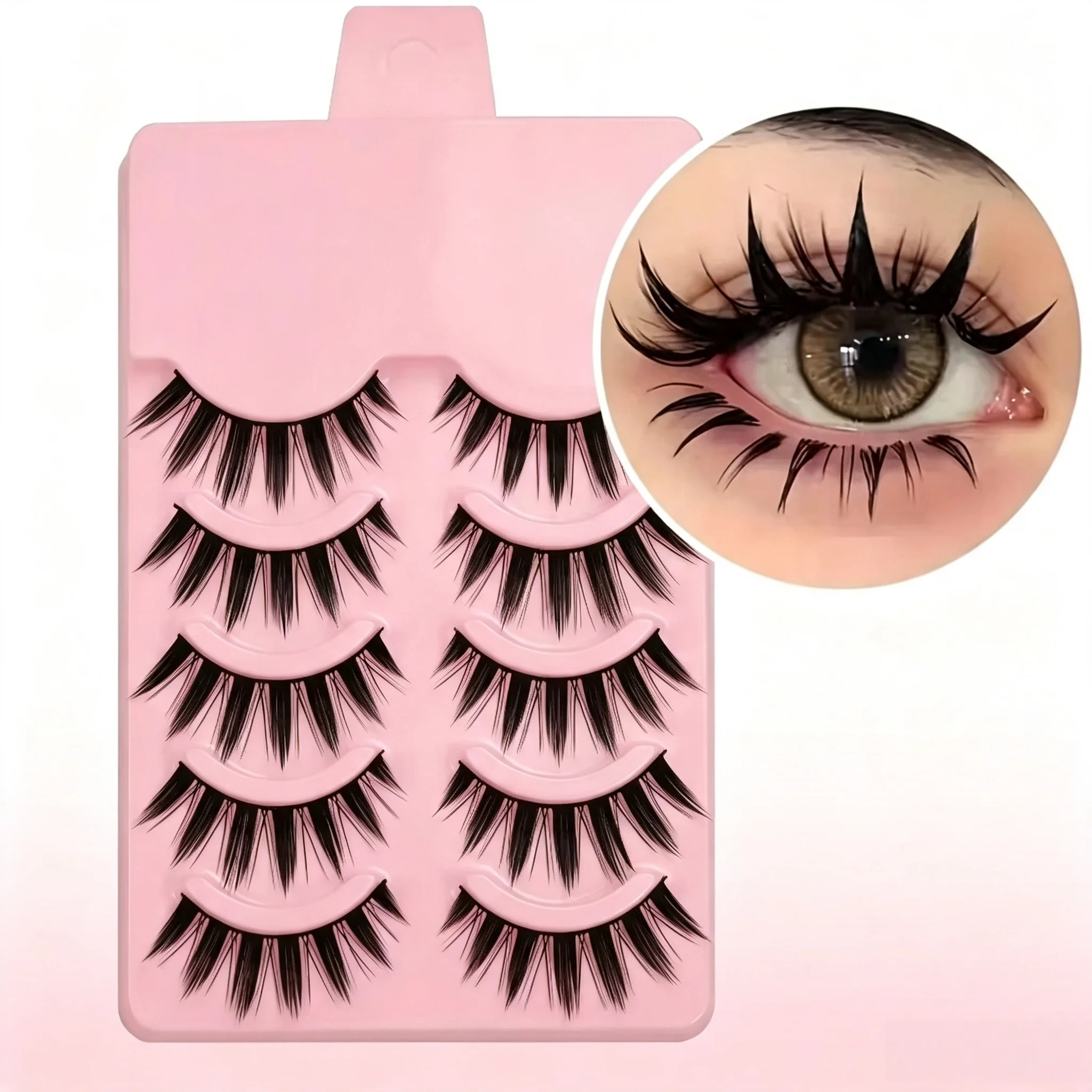 Anime Cosplay Lashes - 5 Pares de Cílios Postiços Pontiagudos