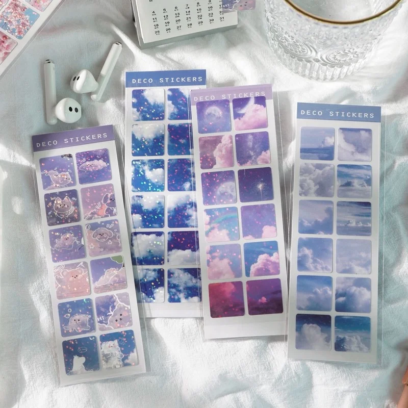 1 Sheet Adorable PVC Waterproof Laser Sticker for DIY Scrapbook Journal Diary Notebook phone Decoration