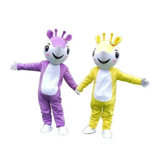 

New Adult Hot Sale LOVE Festival Dress Both Sika Deer Mascot Costume Christmas Fancy Dress Halloween Mascot Costume Free Ship