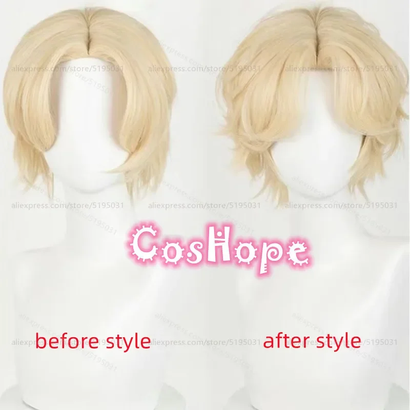 Luka Cosplay Wig 30cm Short Milk Golden Wig Cosplay Anime Cosplay Wigs Heat Resistant Synthetic Wigs  image 3