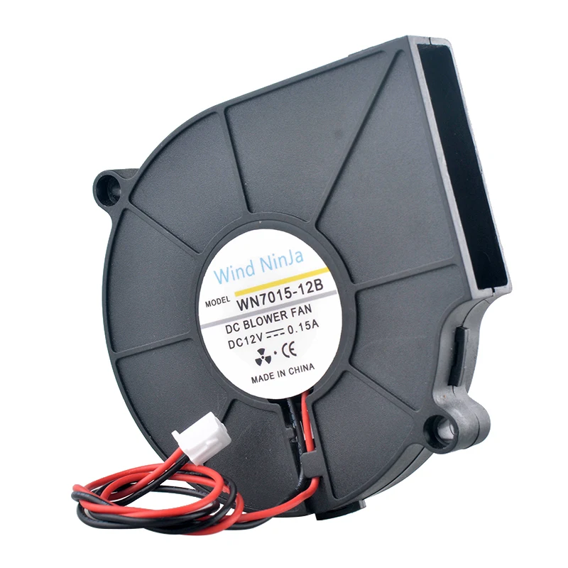 

WN7015-12B 7.5cm 75mm 75x75x15mm DC12V 0.15A 3500rpm 2-pin Double ball bearing centrifugal fan cooling fan for printers