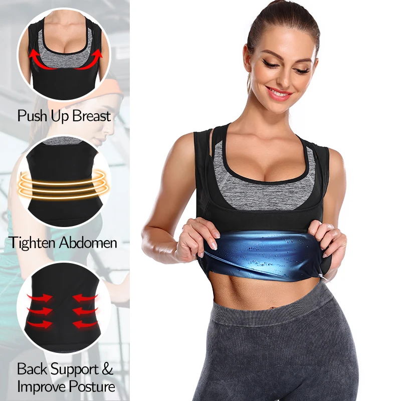 Women Waist Trainer Vest Sweat Sauna Suit Slimming Underwear Fat Burning Body Shapers Undershirts Workout Tank Tops Shapewear