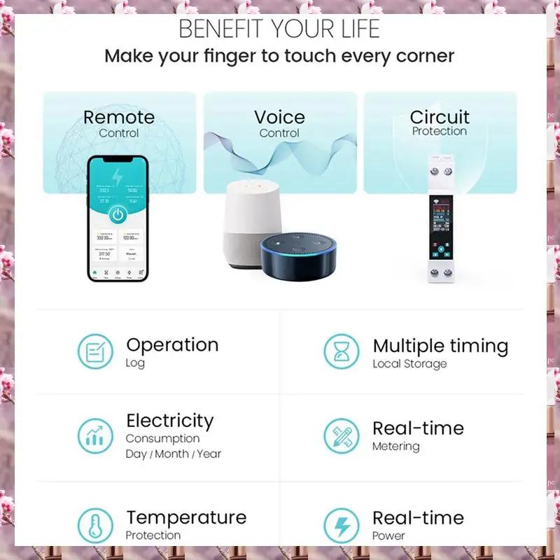 2025 50A Tuya WIFI Smart Switch Pemutus Sirkuit LCD Meteran Energi Kwh Pengukuran Daya Timer Relay Remote Control Kehidupan Pintar, 50A Tu