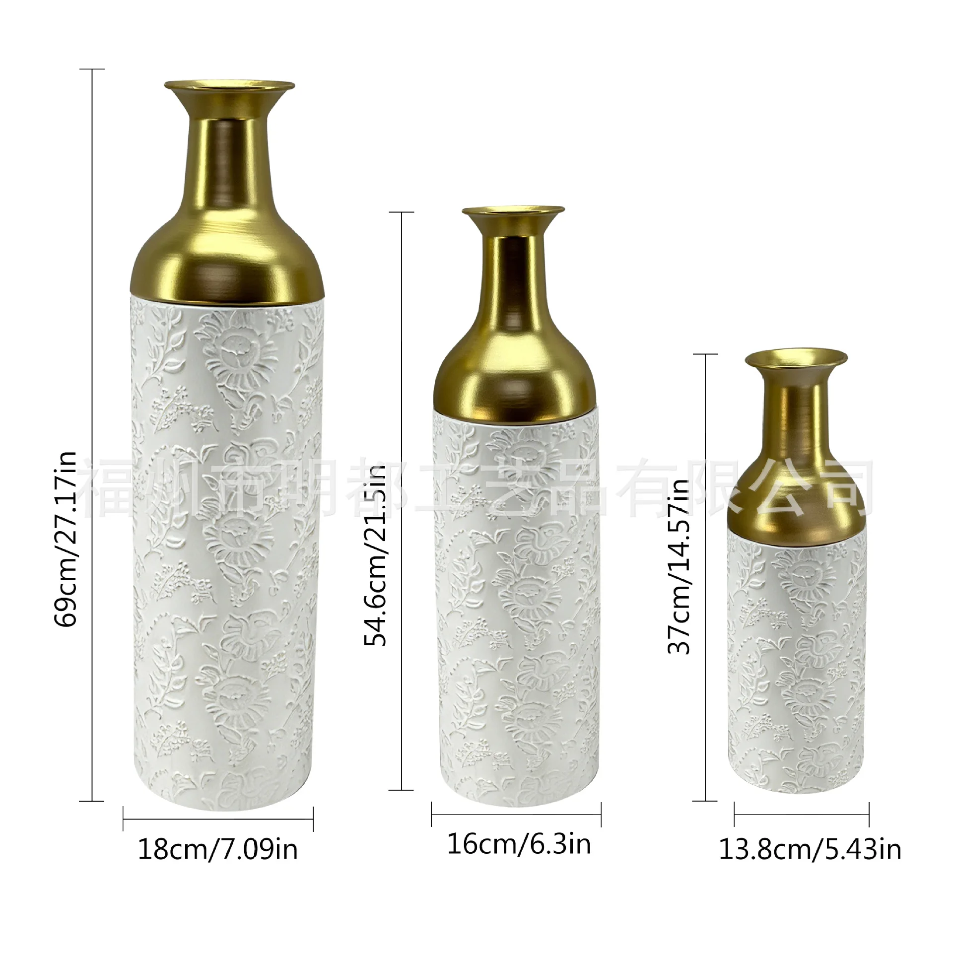 

European retro resin vase ornaments, black gold relief living room decorations, model flower utensils home furnishings