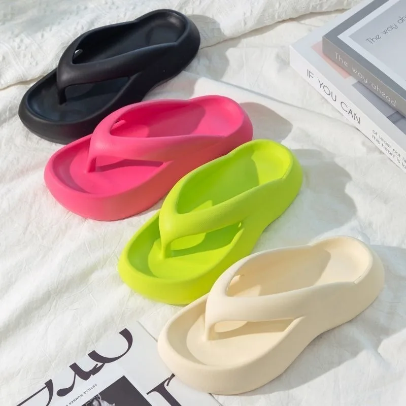 Women's flip-flops summer thick-soled high-end slippers EVA beach vacation toe-off women's outdoor slides